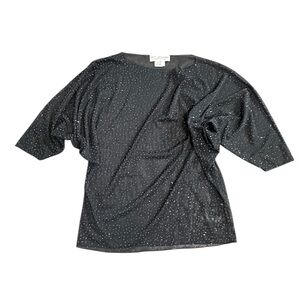 St. John Black Sleeveless Top  Sparkle Top Blouse Women Size s